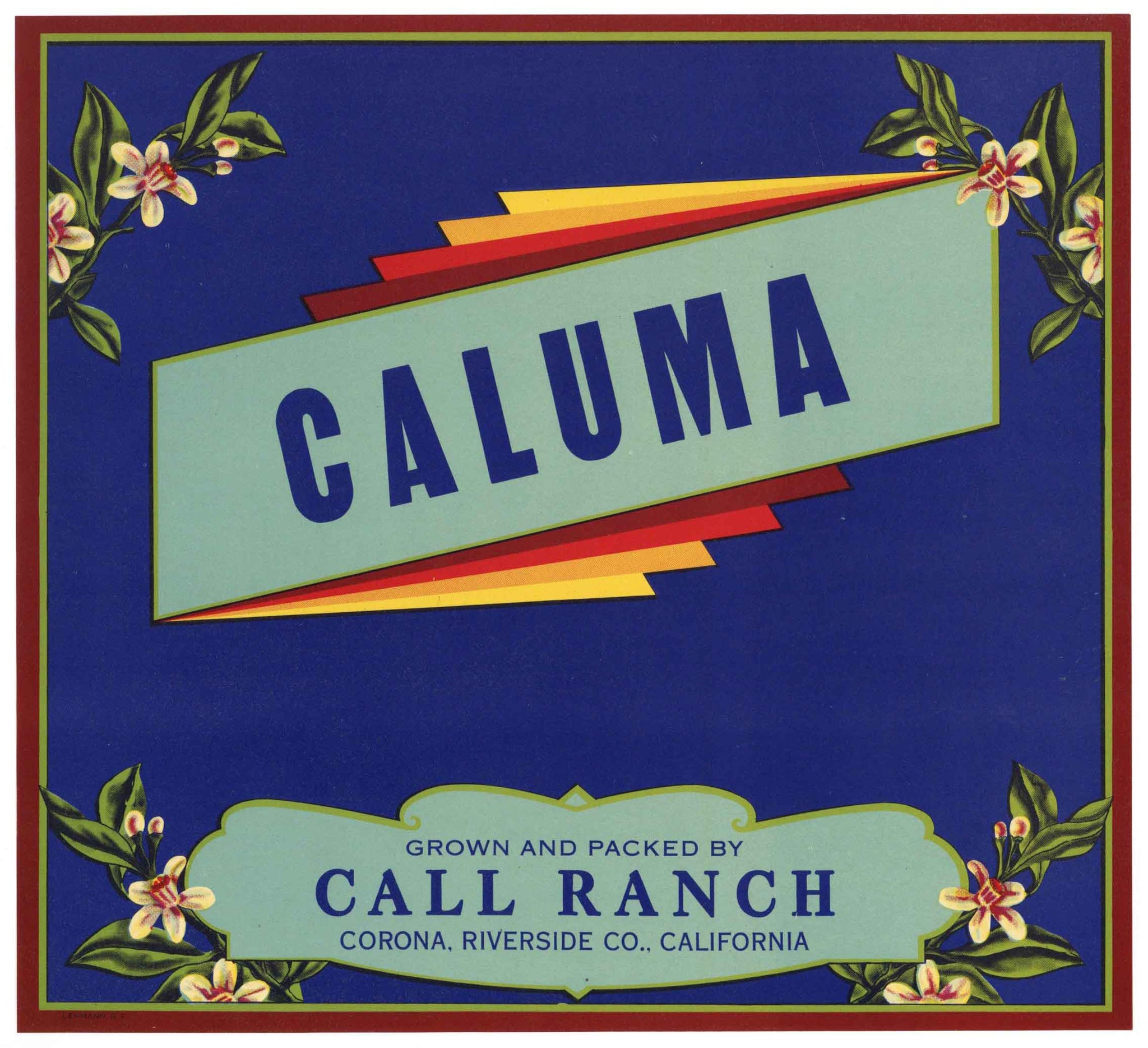 Caluma Brand Vintage Corona Orange Crate Label