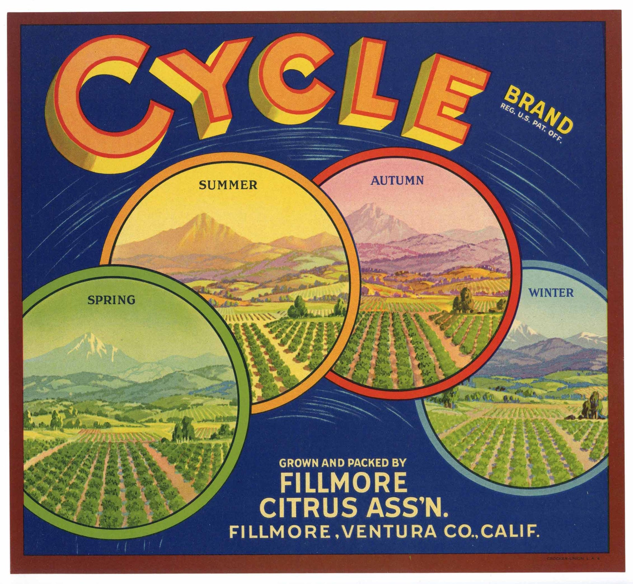 Cycle Brand Vintage Fillmore Orange Crate Label
