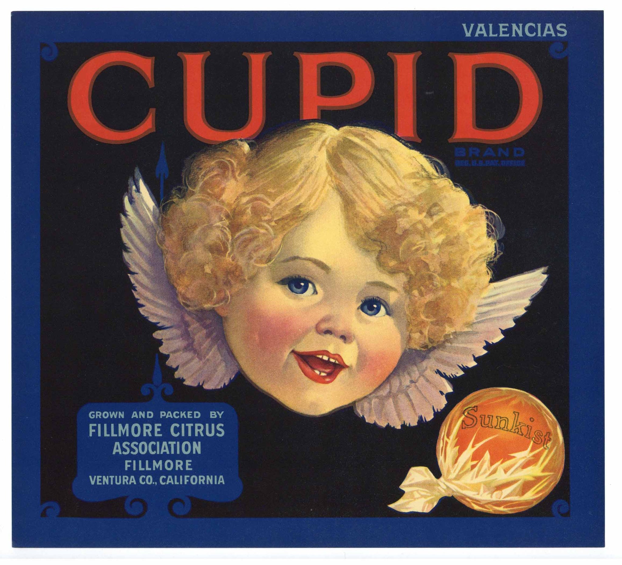 Cupid Brand Vintage Fillmore Orange Crate Label