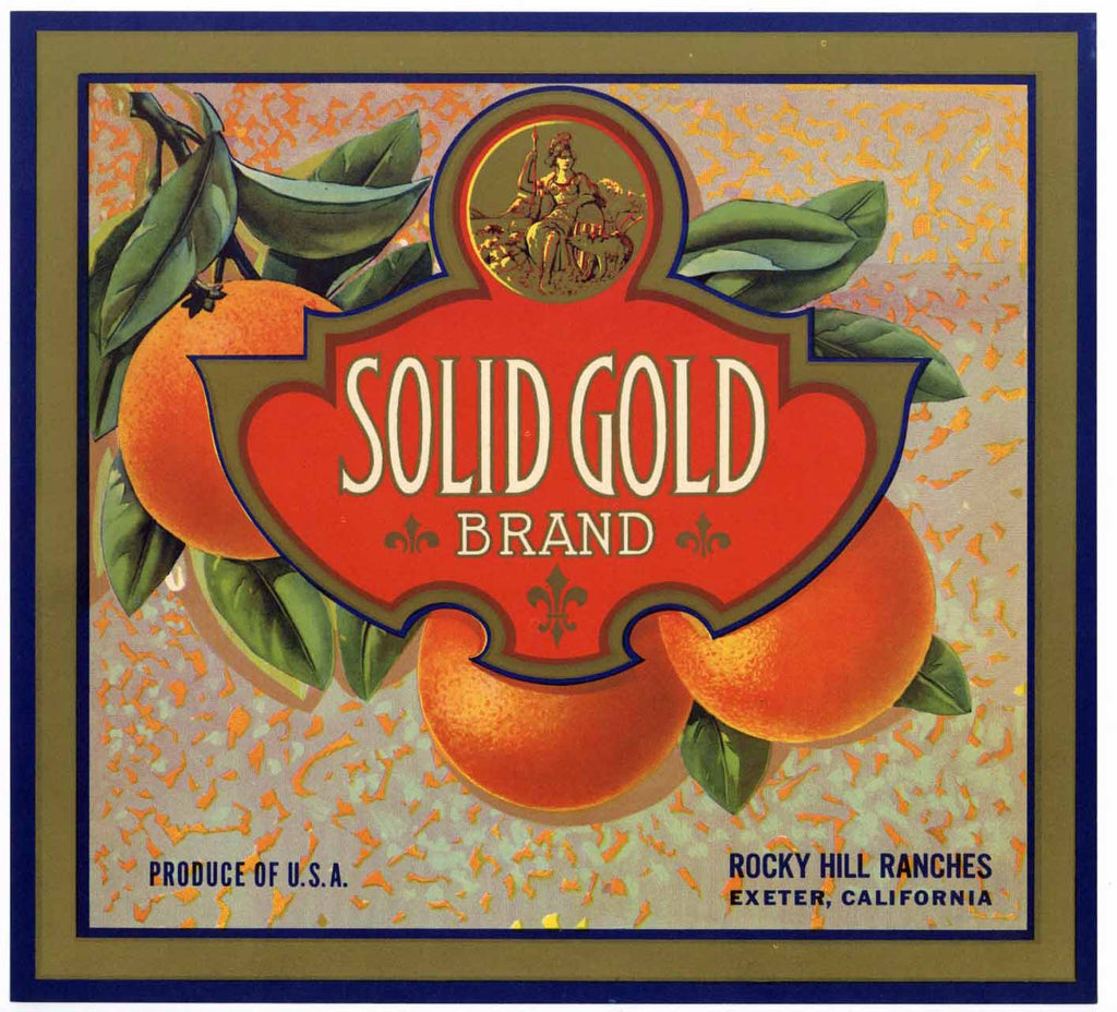Solid Gold Brand Vintage Exeter Orange Crate Label
