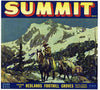 Summit Brand Vintage Redlands Orange Crate Label