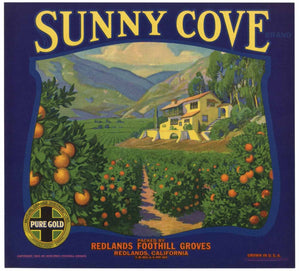 Sunny Cove Brand Vintage Redlands Orange Crate Label