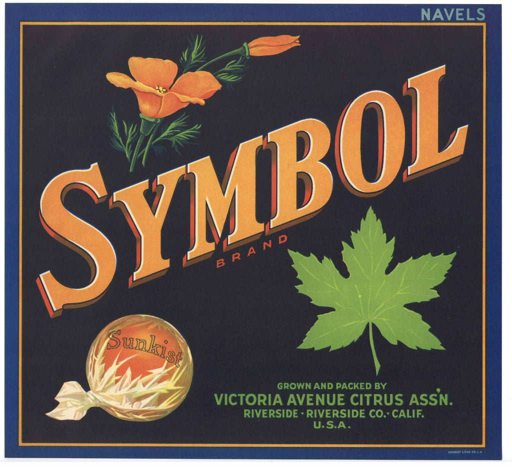 Symbol Brand Vintage Riverside Orange Crate Label