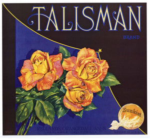 Talisman Brand Vintage Redlands Orange Crate Label