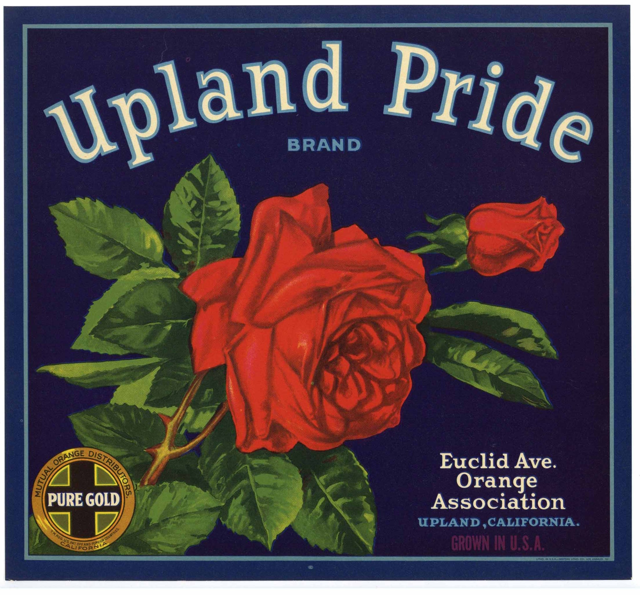 Upland Pride Brand Vintage Orange Crate Label