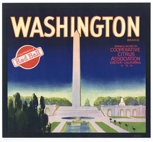 Washington Brand Vintage Orange Crate Label, red ball