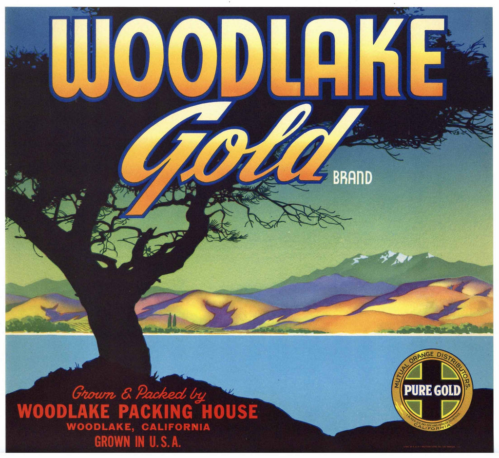 Woodlake Gold Brand Vintage Orange Crate Label