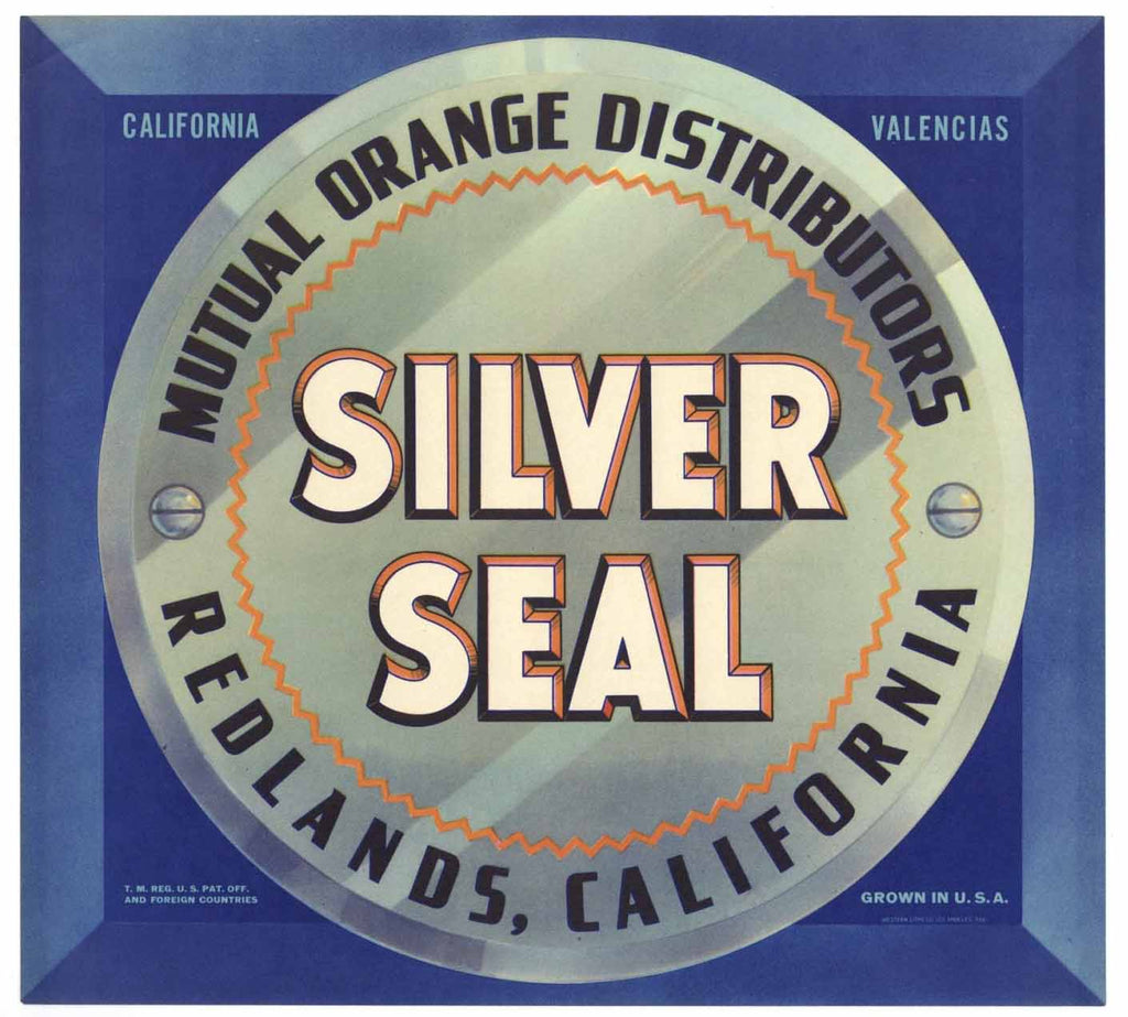 Silver Seal Brand Vintage Redlands Orange Crate Label