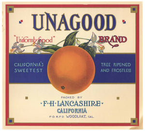 Unagood Brand Vintage Orange Crate Label