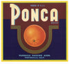 Ponca Brand Vintage Porterville Orange Crate Label