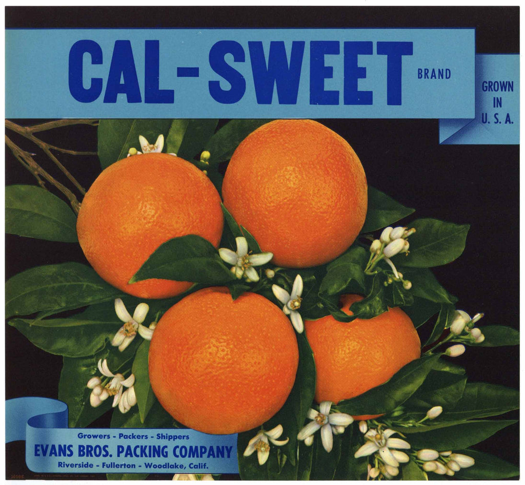 Cal-Sweet Brand Vintage Riverside Orange Crate Label