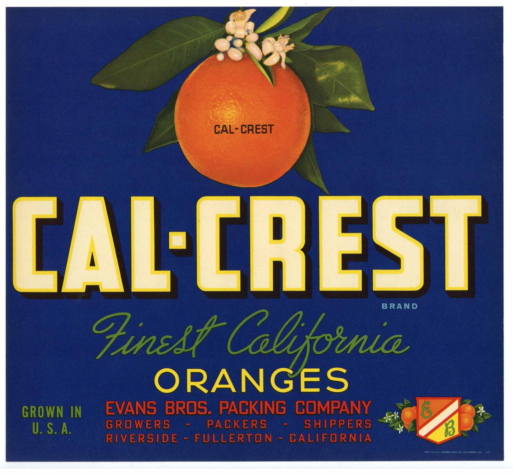 Cal-Crest Brand Vintage Orange Crate Label