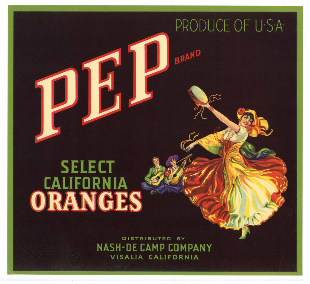 Pep Brand Vintage Orange Crate Label