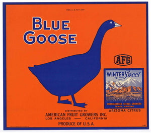 Blue Goose Brand Vintage Arizona Orange Crate Label, Winter Sweet
