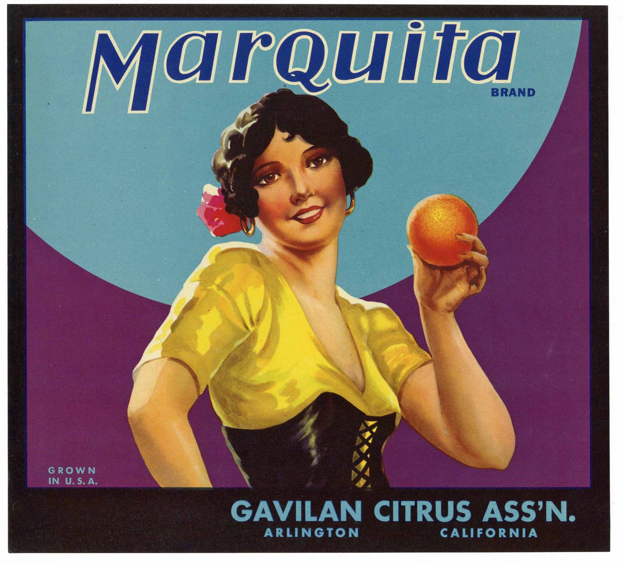 Marquita Brand Vintage Arlington Orange Crate Label