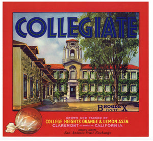 Collegiate Brand Vintage Claremont Orange Crate Label