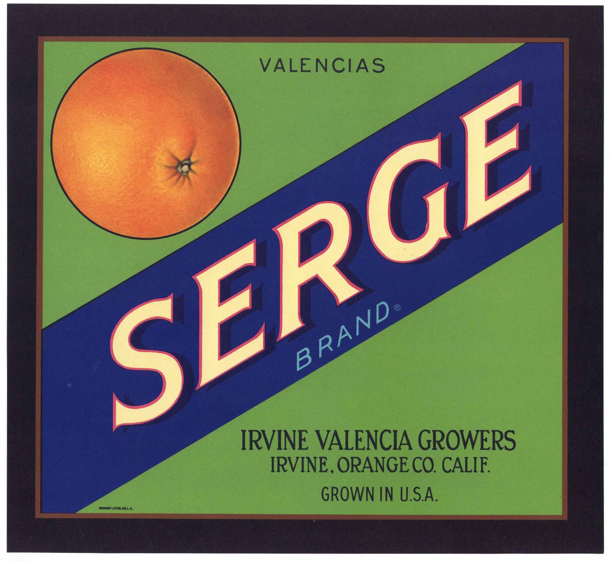Serge Brand Vintage Irvine Orange Crate Label