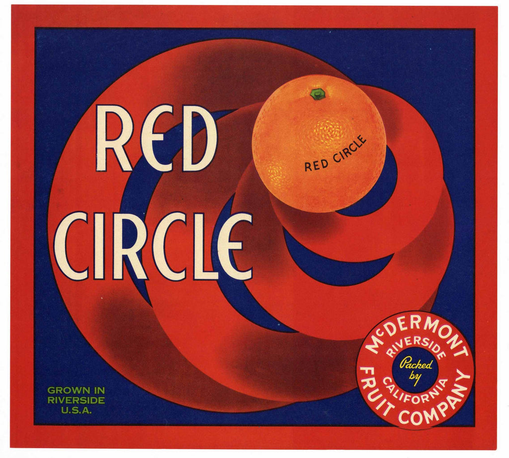 Red Circle Brand Vintage Riverside Orange Crate Label