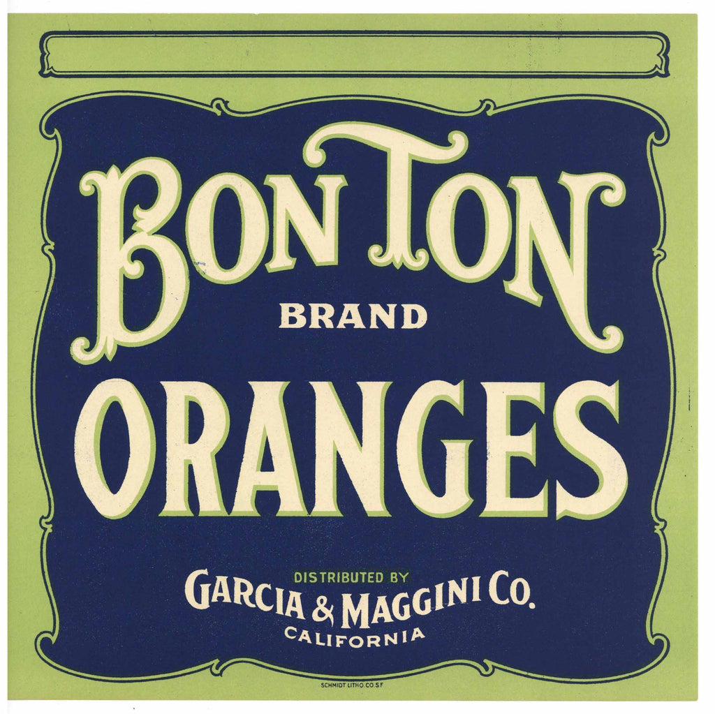 Bon Bon Brand Vintage Orange Crate Label