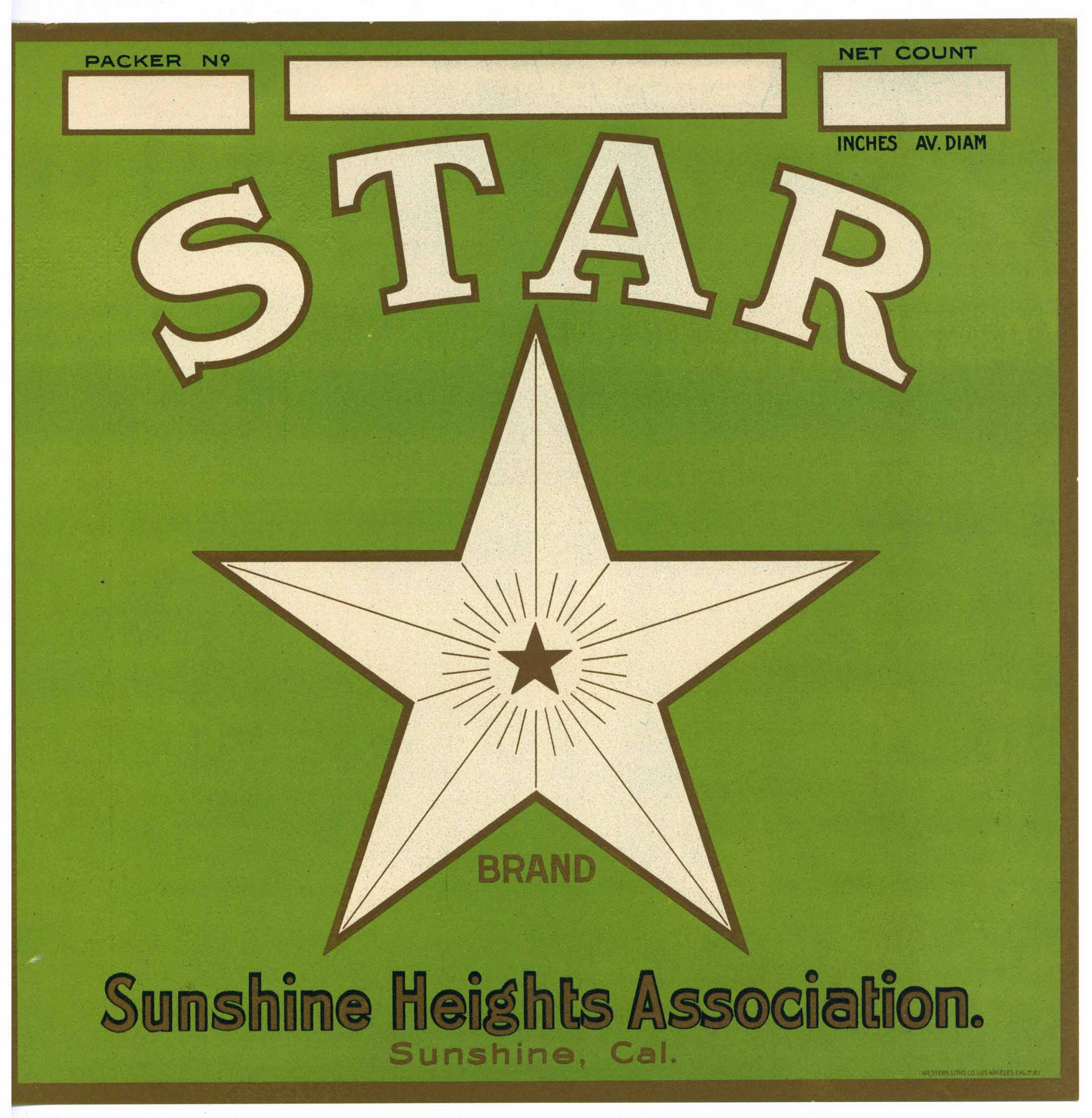 Star Brand Vintage Sunshine California Orange Crate Label – thelabelman