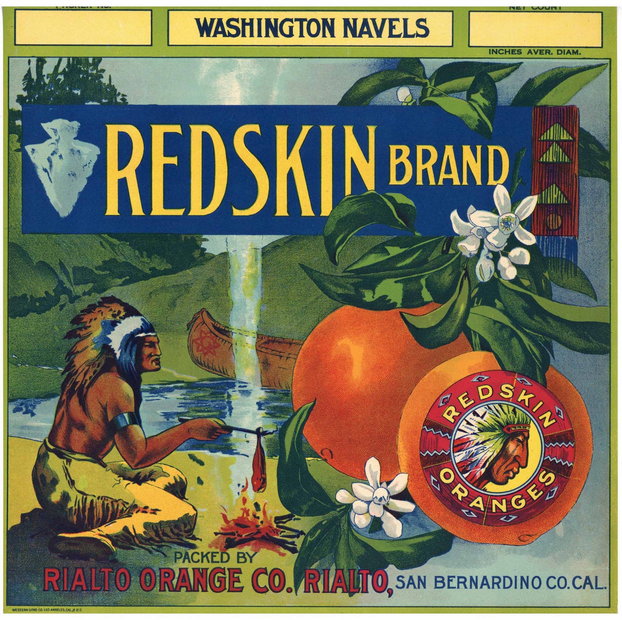 Redskin Brand Vintage Rialto Orange Crate Label