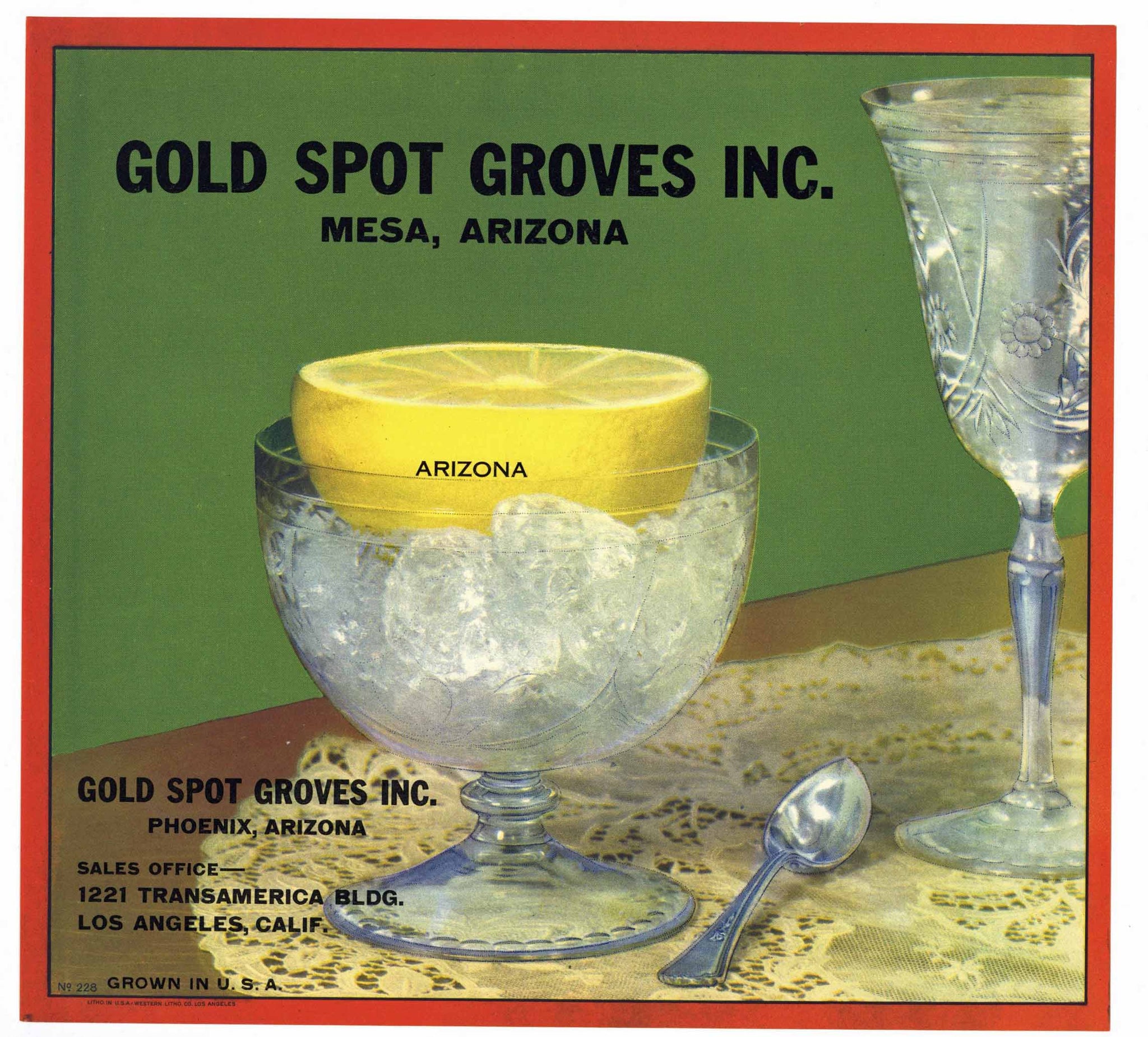 Gold Spot Groves Inc. Brand Vintage Mesa Arizona Grapefruit Crate Label