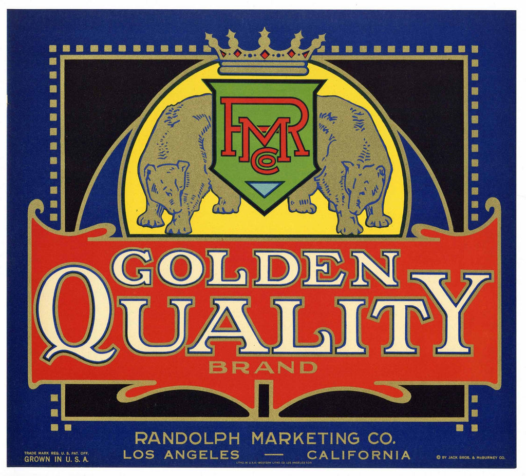Golden Quality Brand Vintage Orange Crate Label