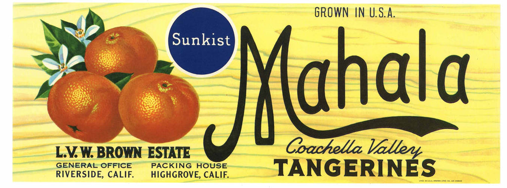 Mahala Brand Vintage Coachella Valley Orange Crate Label