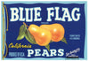Blue Flag Brand Vintage Marysville Pear Crate Label