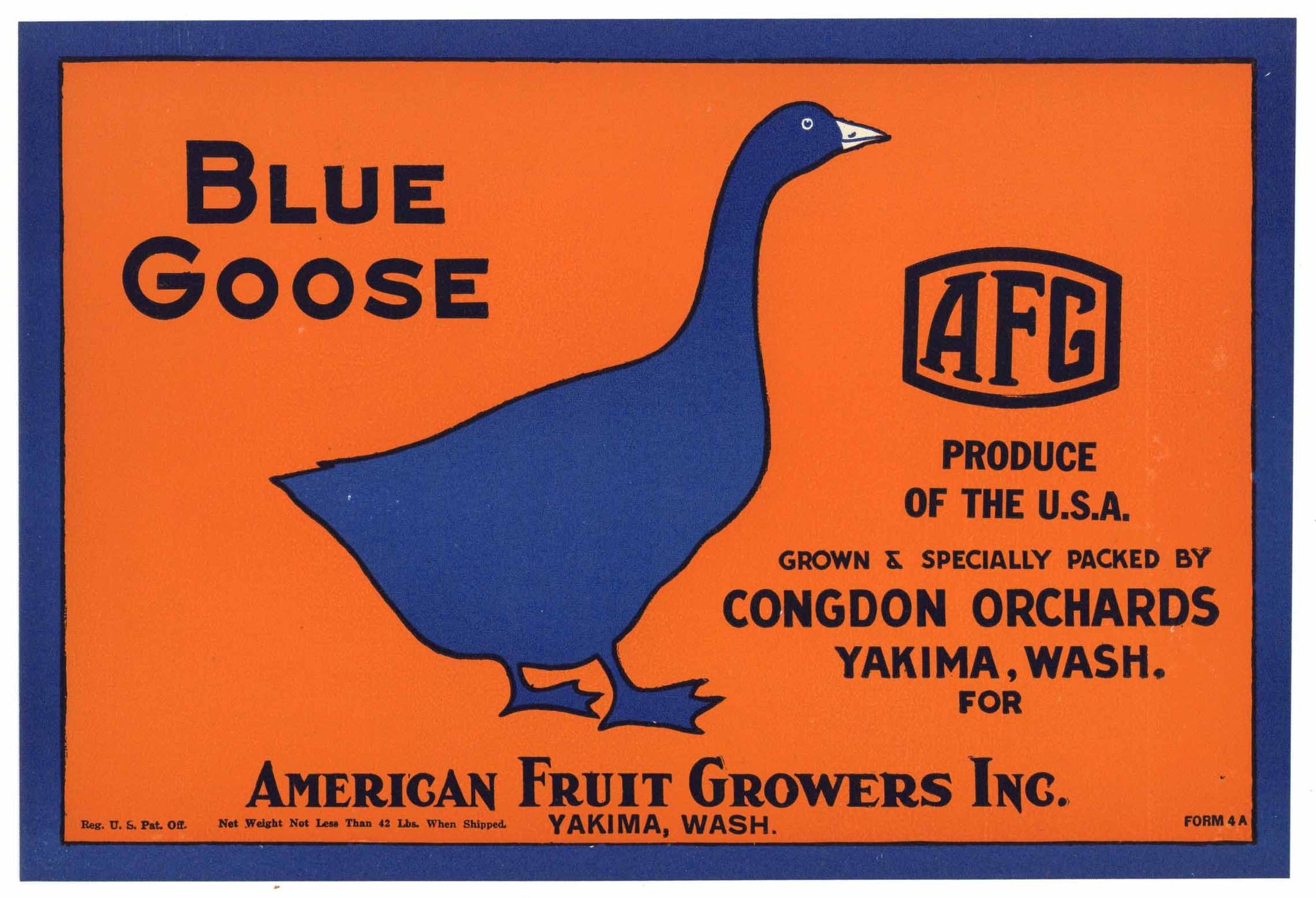 Blue Goose Brand Vintage Congdon Orchards Pear Crate Label