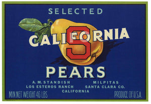 California S Brand Vintage Santa Clara County Pear Crate Label