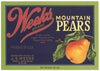 Weeks Brand Vintage Trail Oregon Pear Crate Label