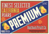 Premium Brand Vintage Watsonville Pear Crate Label