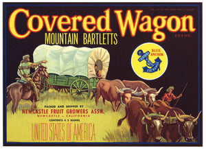 Covered Wagon Brand Vintage Newcastle California Pear Crate Label, 4/5