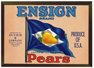 Ensign Brand Vintage Portland Oregon Pear Crate Label