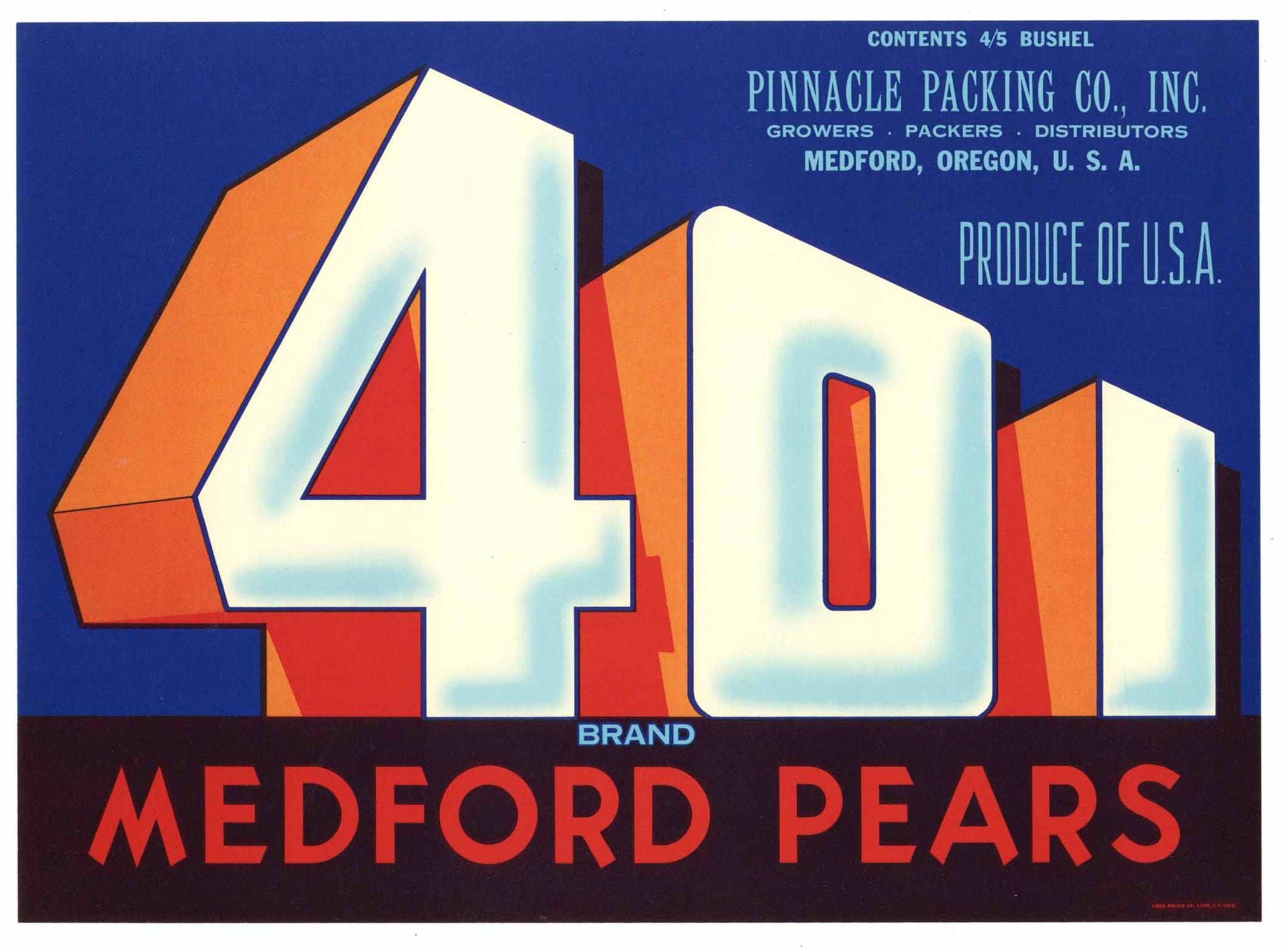 401 Vintage Medford Oregon Pear Crate Label