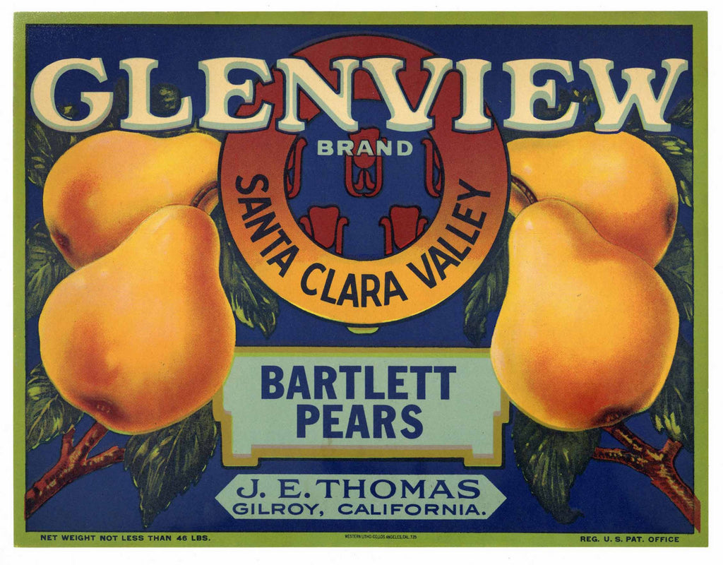 Glenview Brand Vintage Gilroy Pear Crate Label