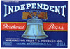 Independent Brand Vintage Yakima Pear Crate Label, Liberty Bell, blue