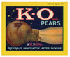 K-O Brand Vintage Yakima Washington Pear Crate Label