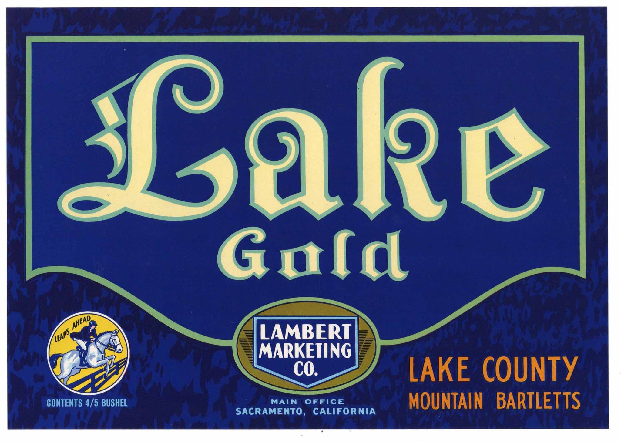 Lake Gold Brand Vintage Lake County Pear Crate Label