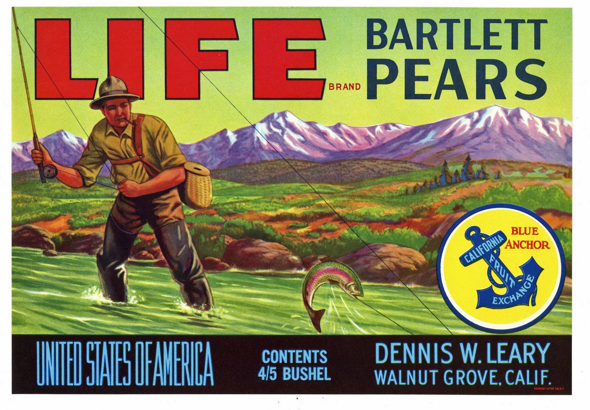 Life Brand Vintage Walnut Grove California Pear Crate Label, 4/5
