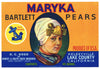 Maryka Brand Vintage Kelseyville Lake County Pear Crate Label
