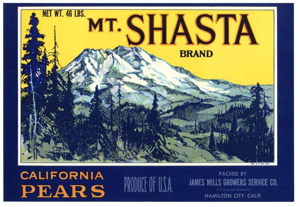 Mt. Shasta Brand Vintage Pear Fruit Crate Label, L
