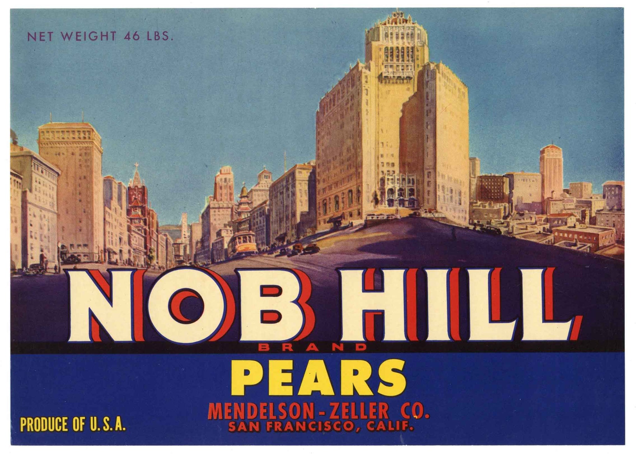 Nob Hill Brand Vintage Pear Crate Label, o