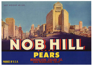 Nob Hill Brand Vintage Pear Crate Label, o