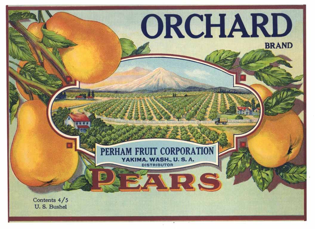 Orchard Brand Vintage Yakima Washington Pear Crate Label g