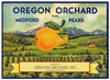 Oregon Orchard Brand Vintage Medford Oregon Pear Crate Label, s