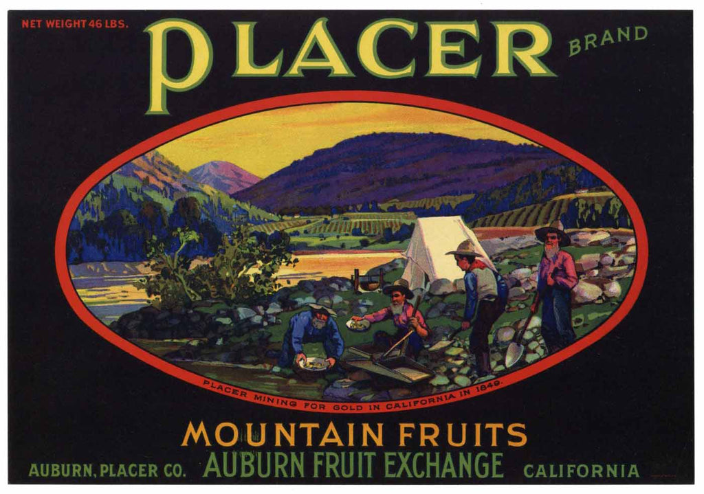 Placer Brand Vintage Auburn California Pear Crate Label