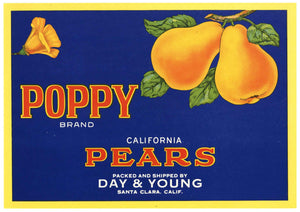 Poppy Brand Vintage Santa Clara Pear Crate Label