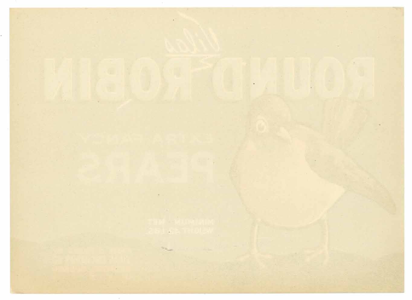 Round Robin Brand Vintage Medford Oregon Pear Crate Label b – thelabelman